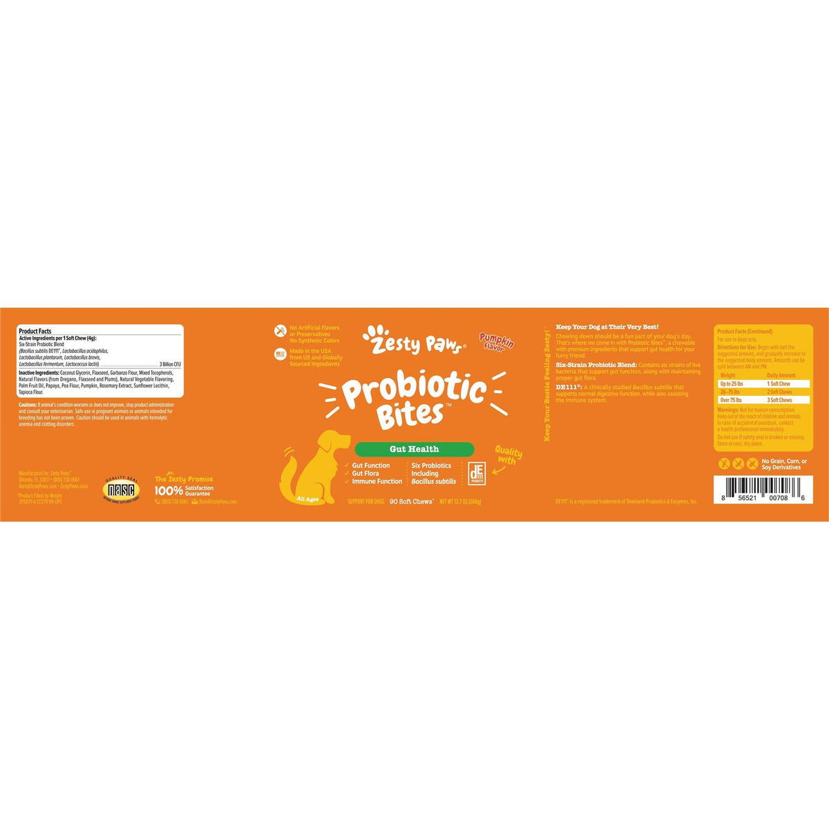 Probiotic Bites Digestive Supplement for Dogs Chicken 90 Soft Chews T6308