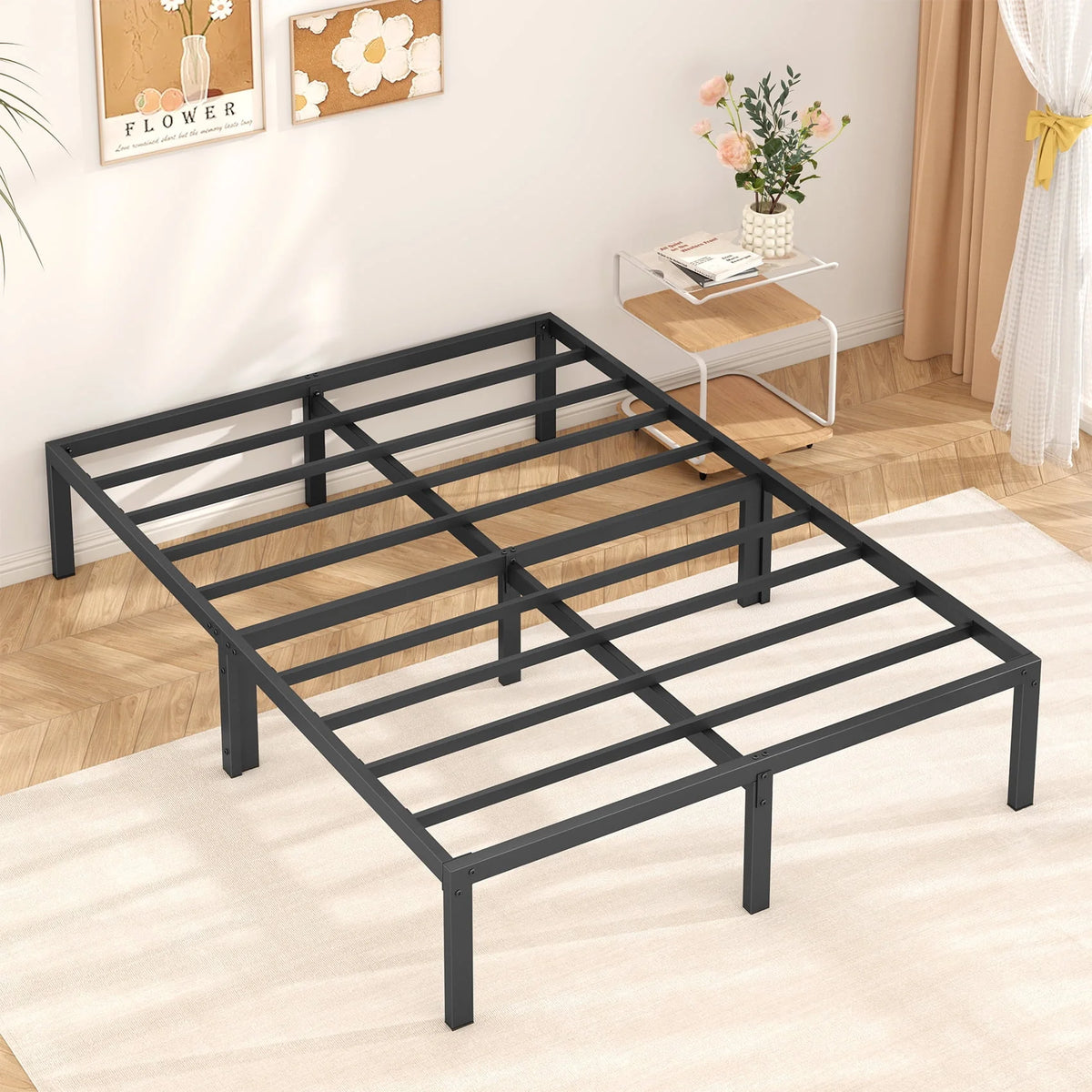 Queen Size Black Metal Platform Bed Frame A891