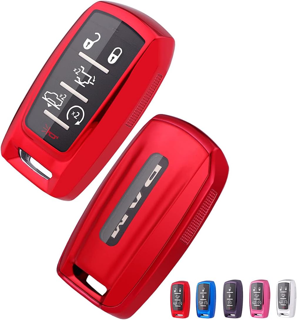 Red TPU Folding Car Key Fob Cover Case for Dodge Ram 1500 W572