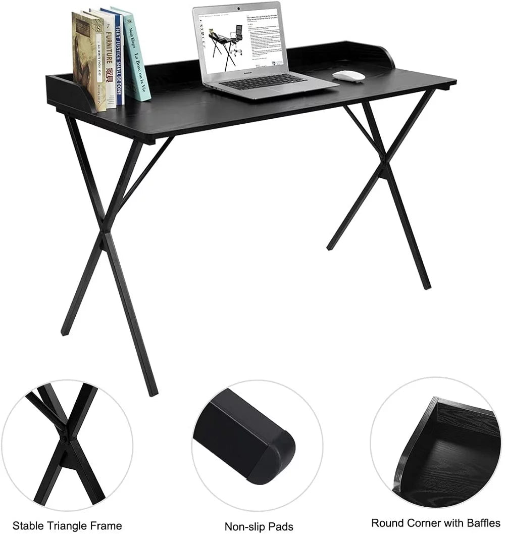 Computer Desk with Metal Frame in Black O39796