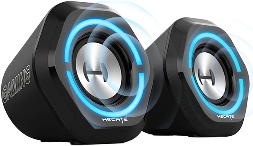 USB Bluetooth Computer Speakers, RGB Lights, Black, Pack of 2 O84834