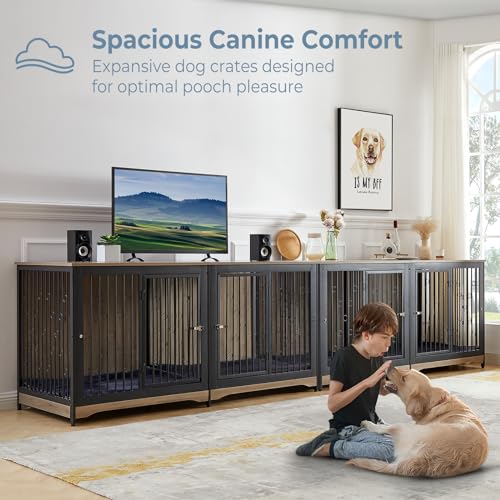 71'' Wooden Double Dog Crate Kennel Cage, Brown G338592