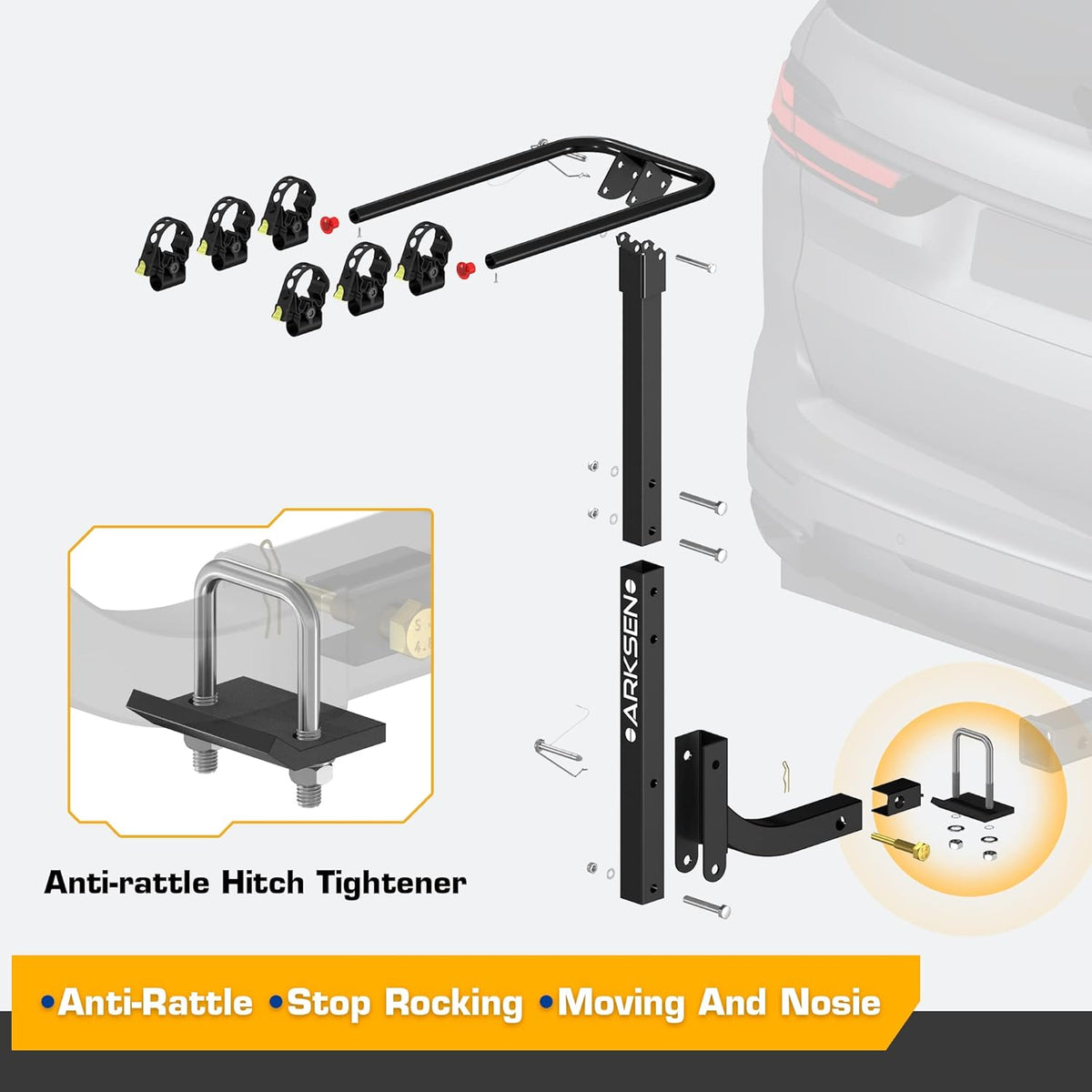 3 Bike Hitch Mount Carrier with Tie Down Strap I795