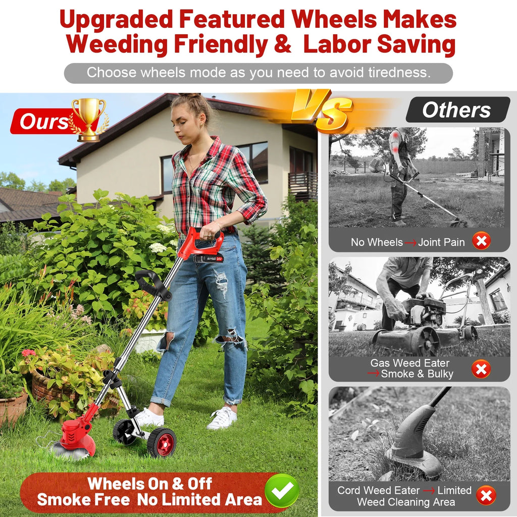Cordless Electric Grass Trimmer & Edger 6 inch 3-in-1 R8340