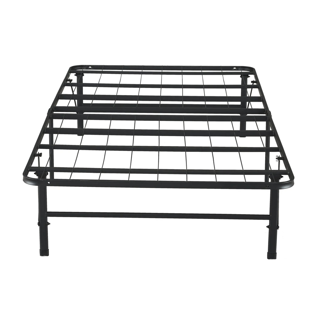 14 Inch Metal Platform Bed with Steel Slat Mattress Foundation Twin Black K646806