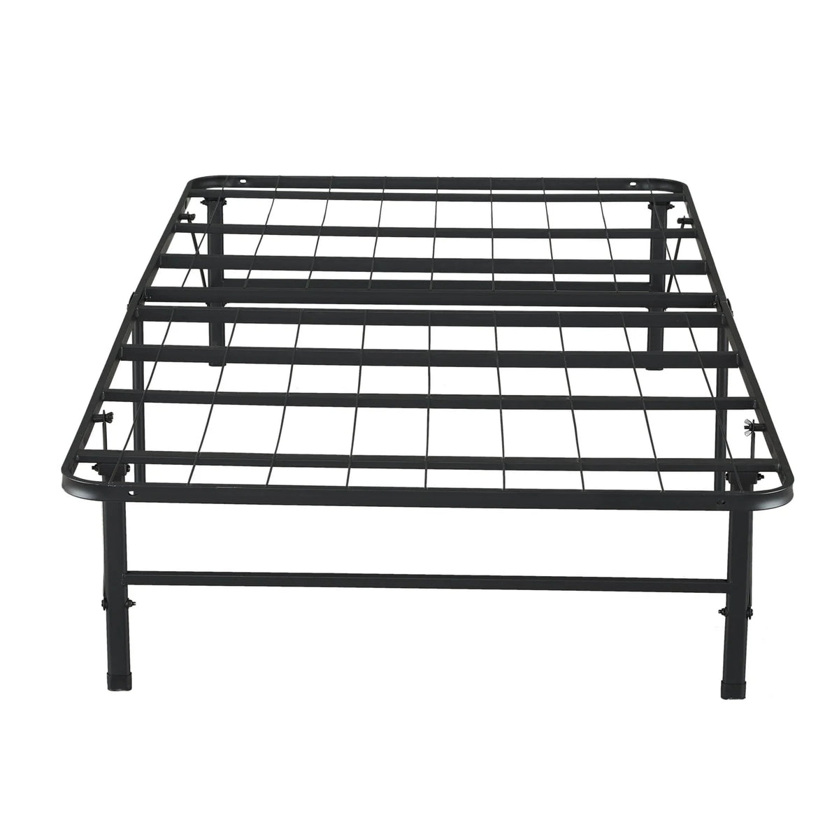 14 Inch Metal Platform Bed with Steel Slat Mattress Foundation Twin Black K646806