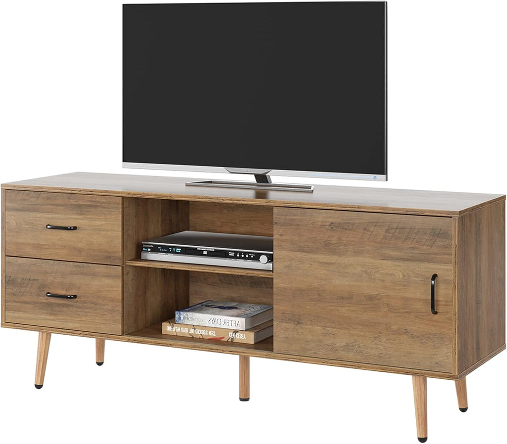 Mid Century Modern Wood TV Stand with Sliding Door A970
