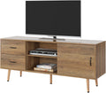Mid Century Modern Wood TV Stand with Sliding Door A970
