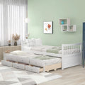 White Wood Daybed with Trundle and Drawers B88960