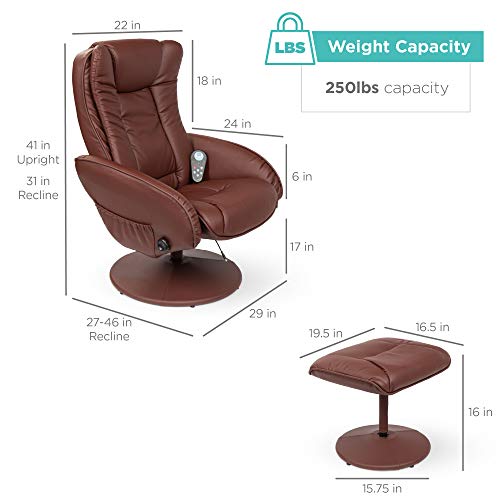 Brown Faux Leather Electric Massage Recliner with Stool M3372