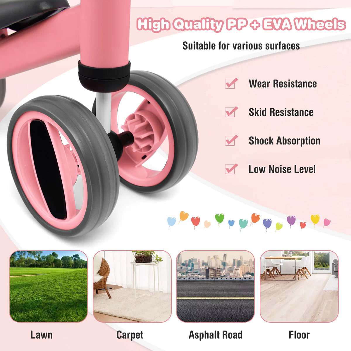 Pink 4 Wheels Baby Balance Bike D75492