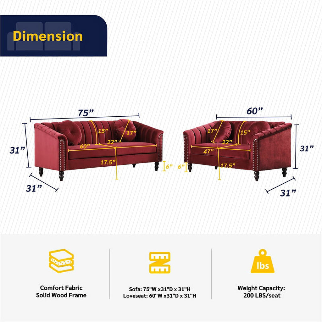 Red 2 Piece Living Room Set B60488
