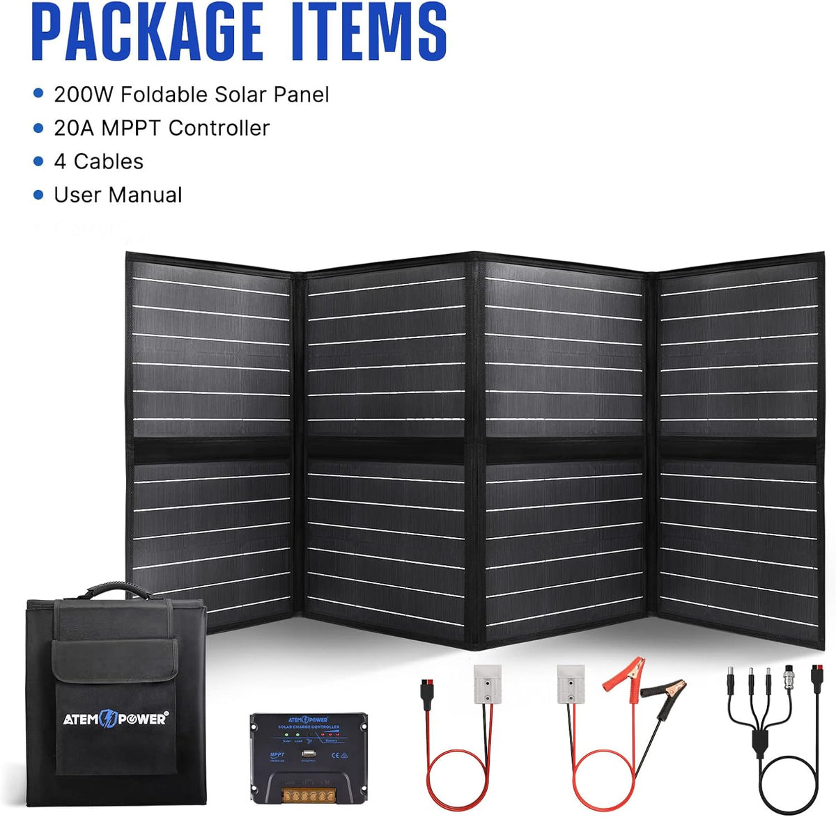 200W Portable Foldable Monocrystalline Solar Panel with 20A MPPT Charger Controller K6420