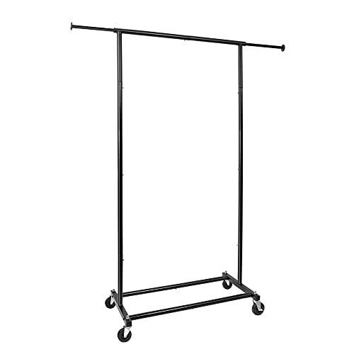 Black Rolling Clothing Garment Rack with Lockable Wheels V845034