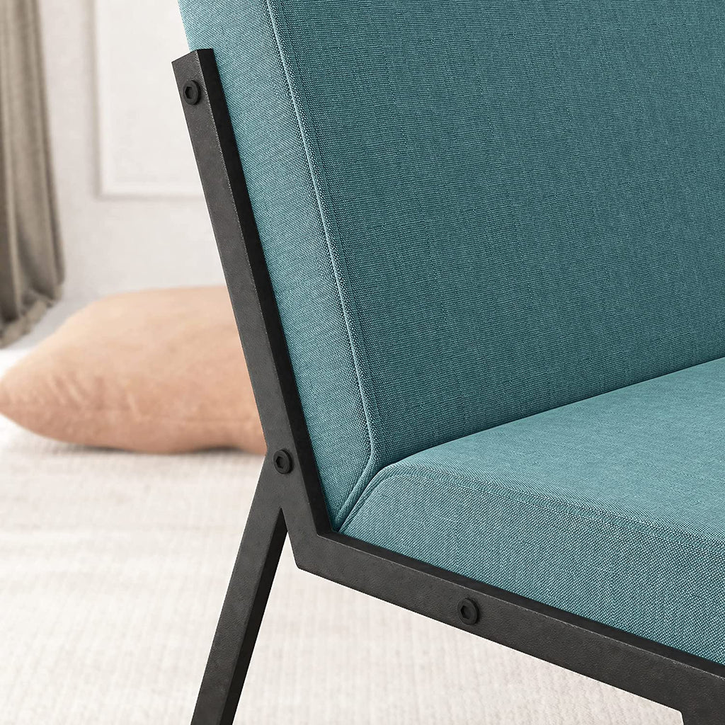 Blue Linen Upholstered Accent Chair with Ottoman U234