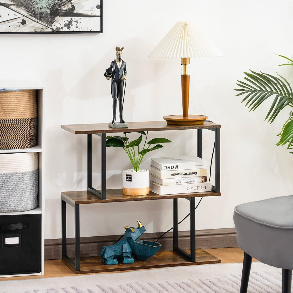 2-Tier S-Shaped Wooden Bookshelf D263