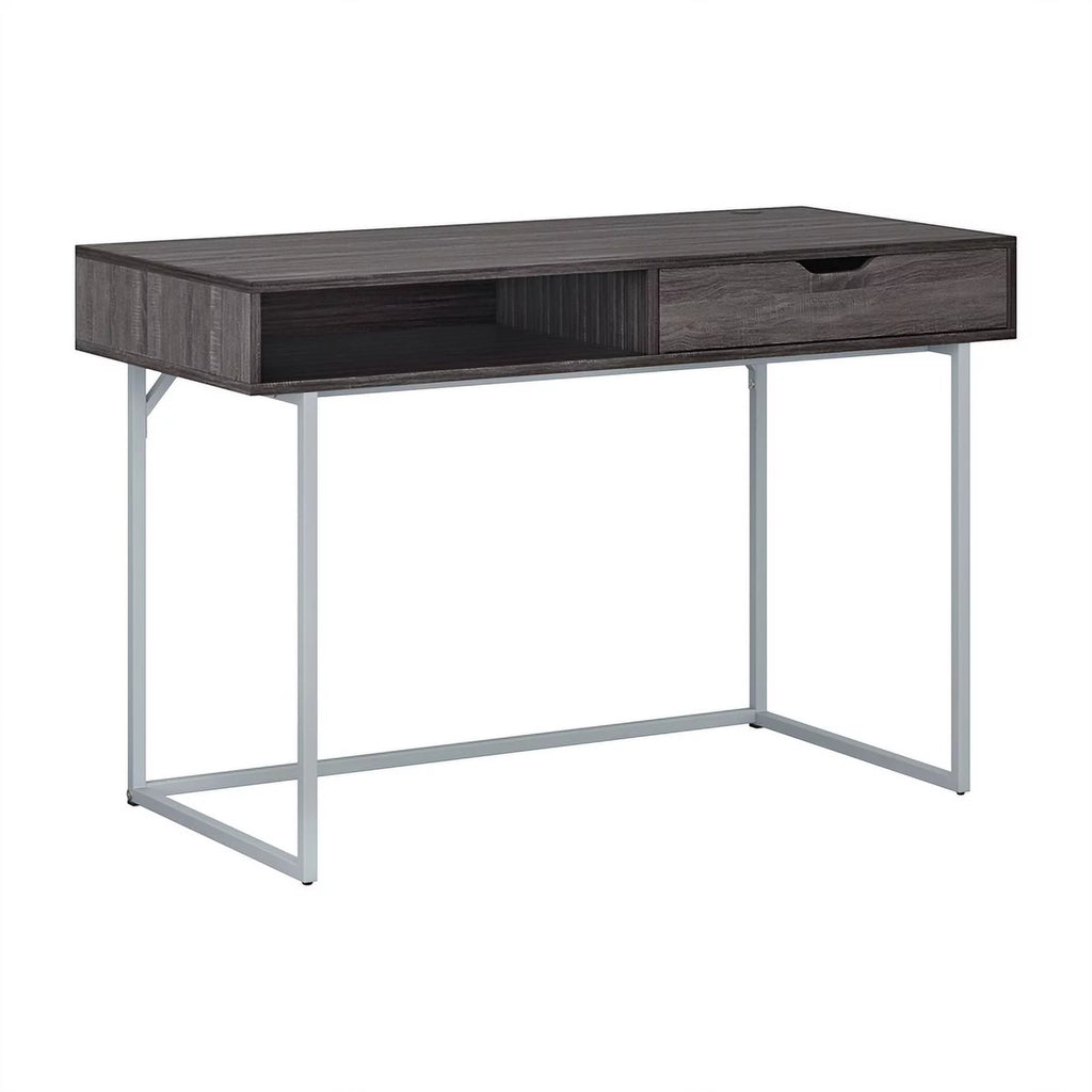 Modern Single Drawer Gray Wood Grain Finish Desk C25113