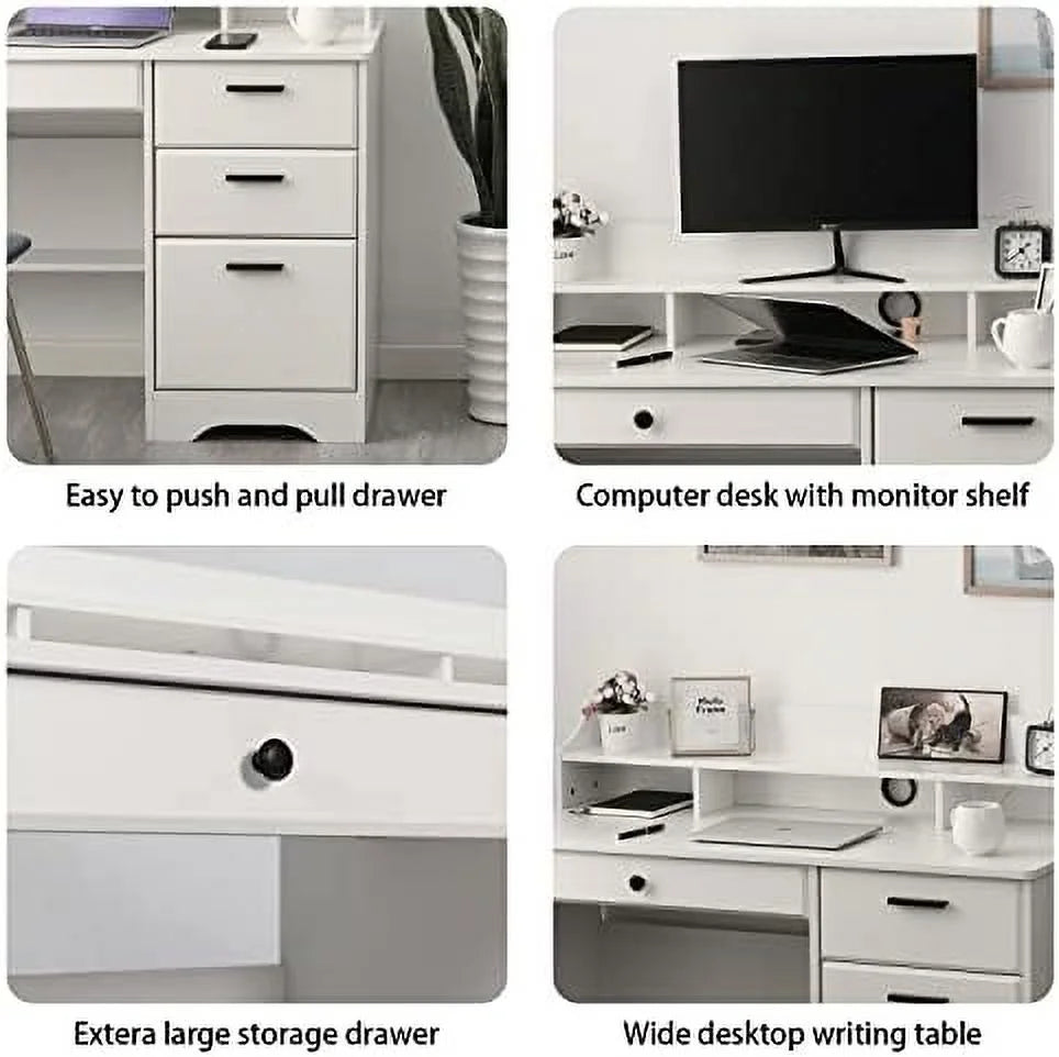 Computer Desk with Drawers and Hutch Wood Desk Q519551