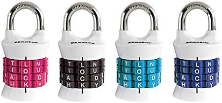 Vertical Resettable Word Combination Padlock, 4-Pack W1175