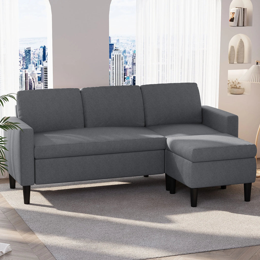 Convertible Sectional Sofa L-Shaped 3-Seat Couch with Reversible Chaise O65690