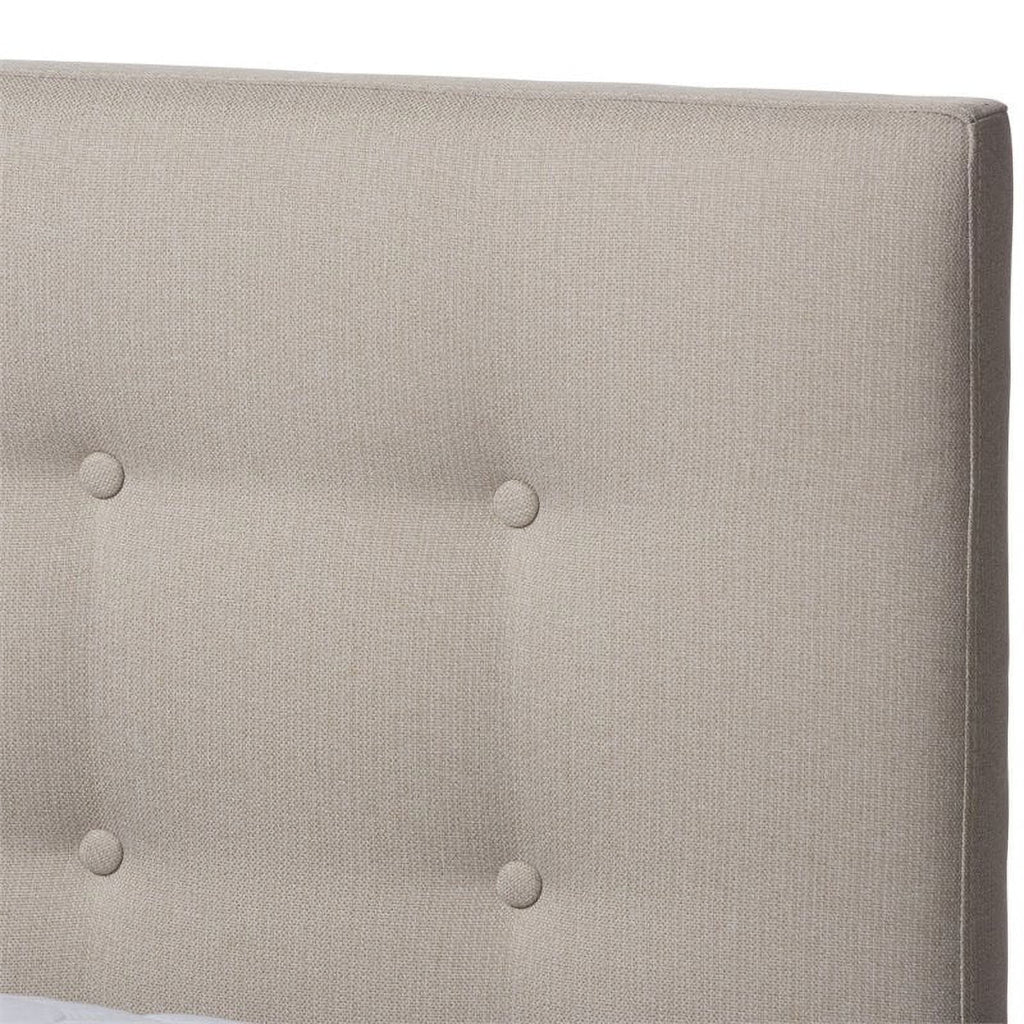 Mid-Century Wood Tufted Platform Bed, King, Beige/Brown C54212