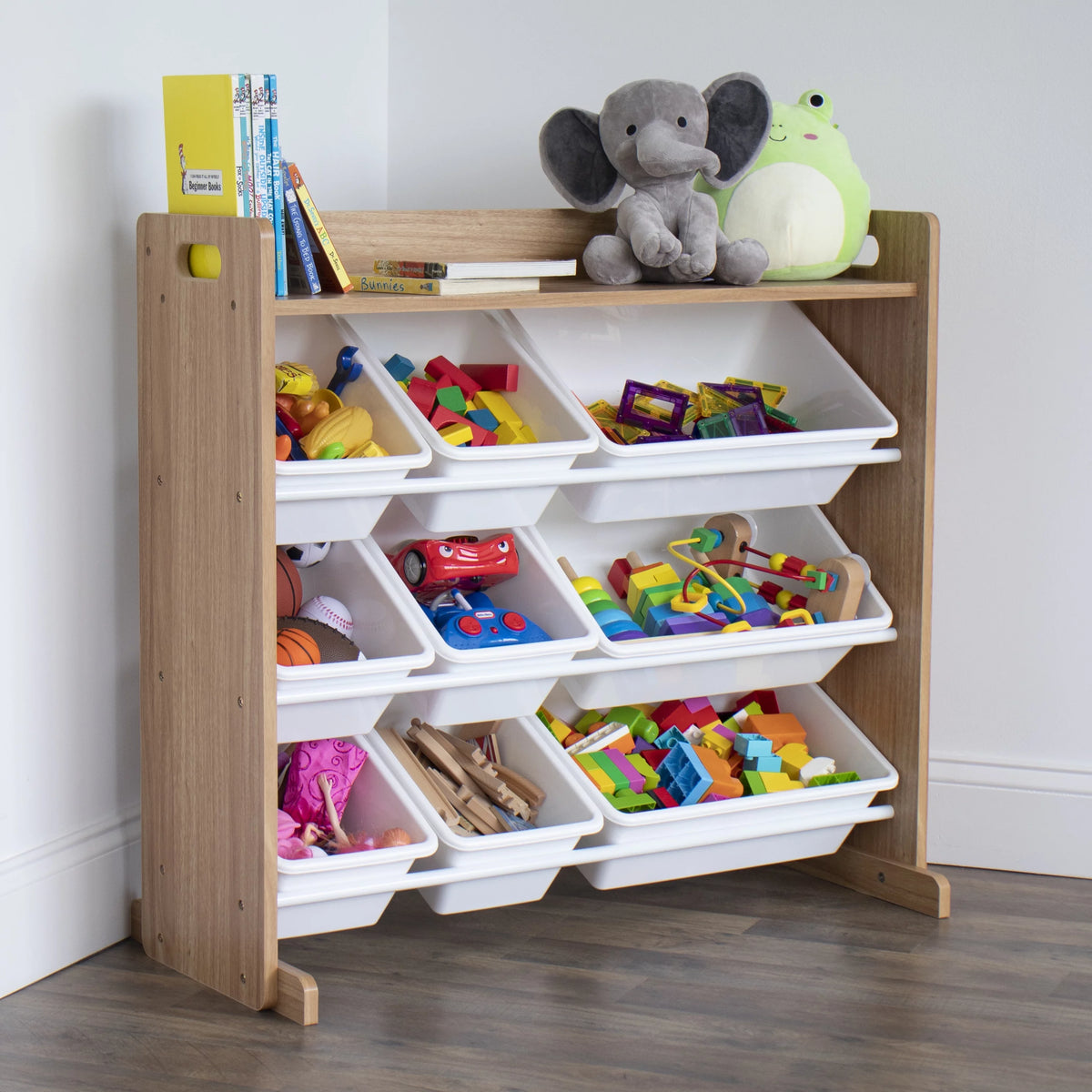 Toy Storage Organizer with Shelf and 9 Storage Bins X343