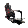 Black Frame Adjustable Leatherette Racing Simulator Cockpit with Racing Seat I63612
