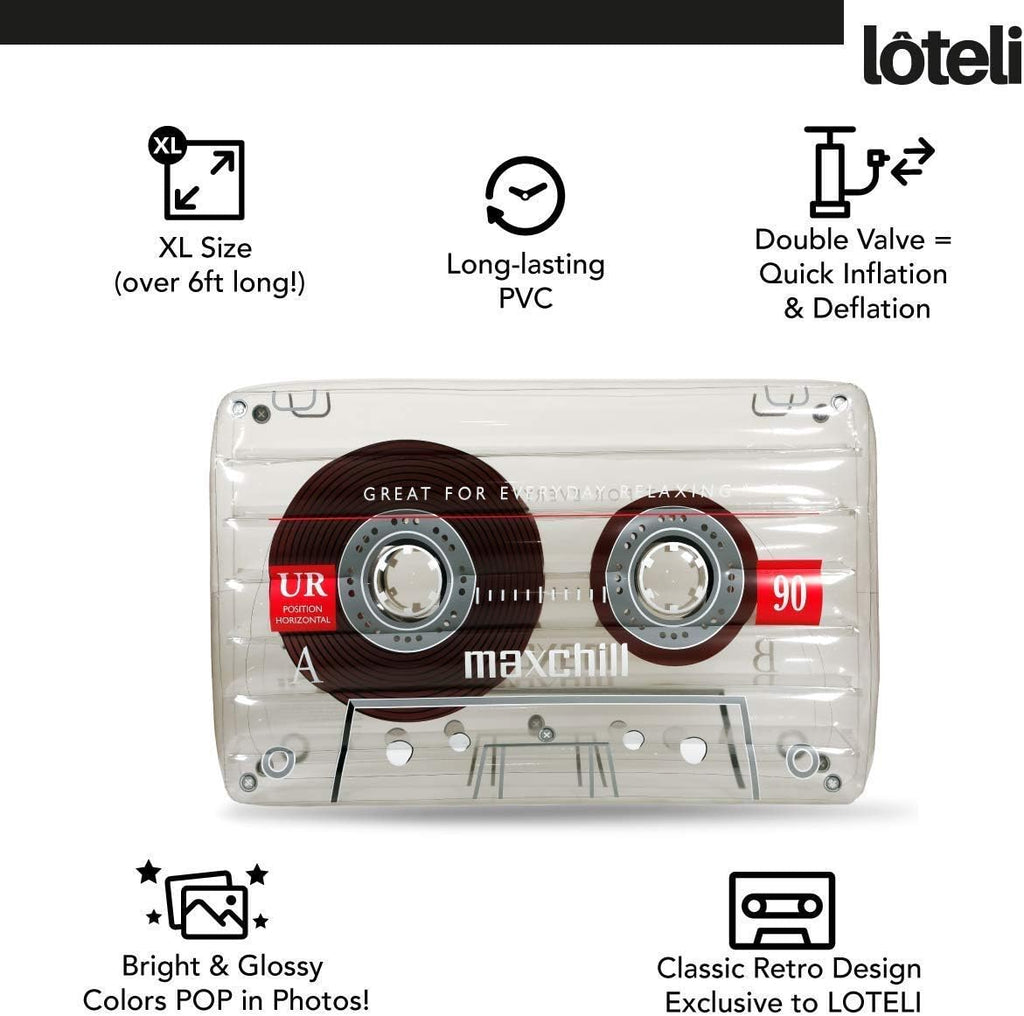 Oversized Clear Cassette Tape Pool Float R976