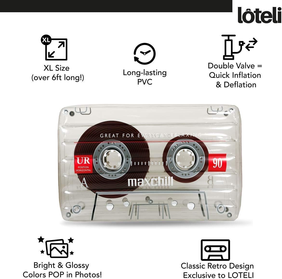 Oversized Clear Cassette Tape Pool Float R976