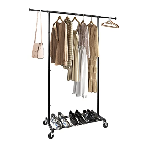 Black Rolling Clothing Garment Rack with Lockable Wheels V845034