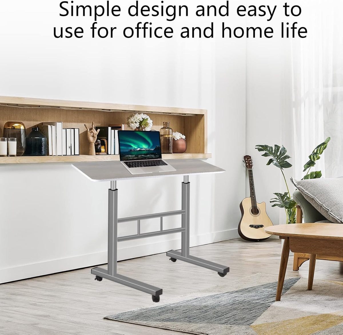 Height Adjustable Rolling Desk Cart with Wheels B7119