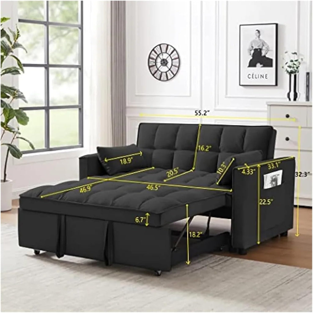 Light Gray Velvet Convertible Sleeper Sofa V218