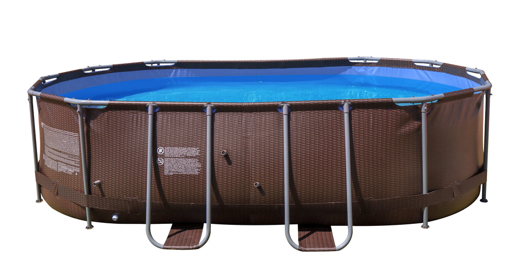 14 ft. Brown Oval Steel Frame Above Ground Swimming Pool L6669