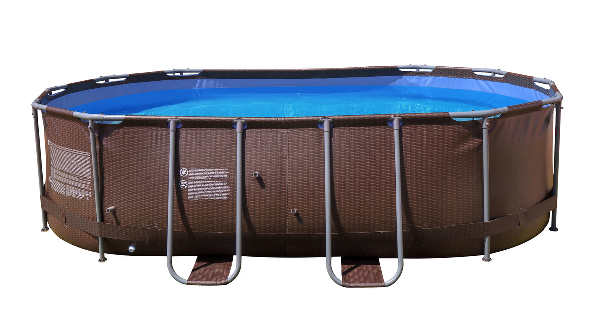 14 ft. Brown Oval Steel Frame Above Ground Swimming Pool L6669