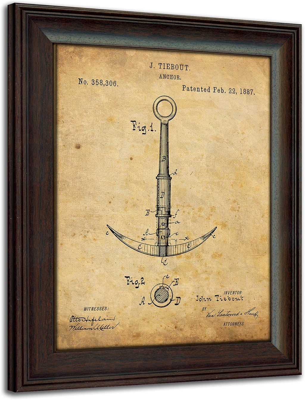 Vintage Patents Sailboat Anchor 2pc Set I60757