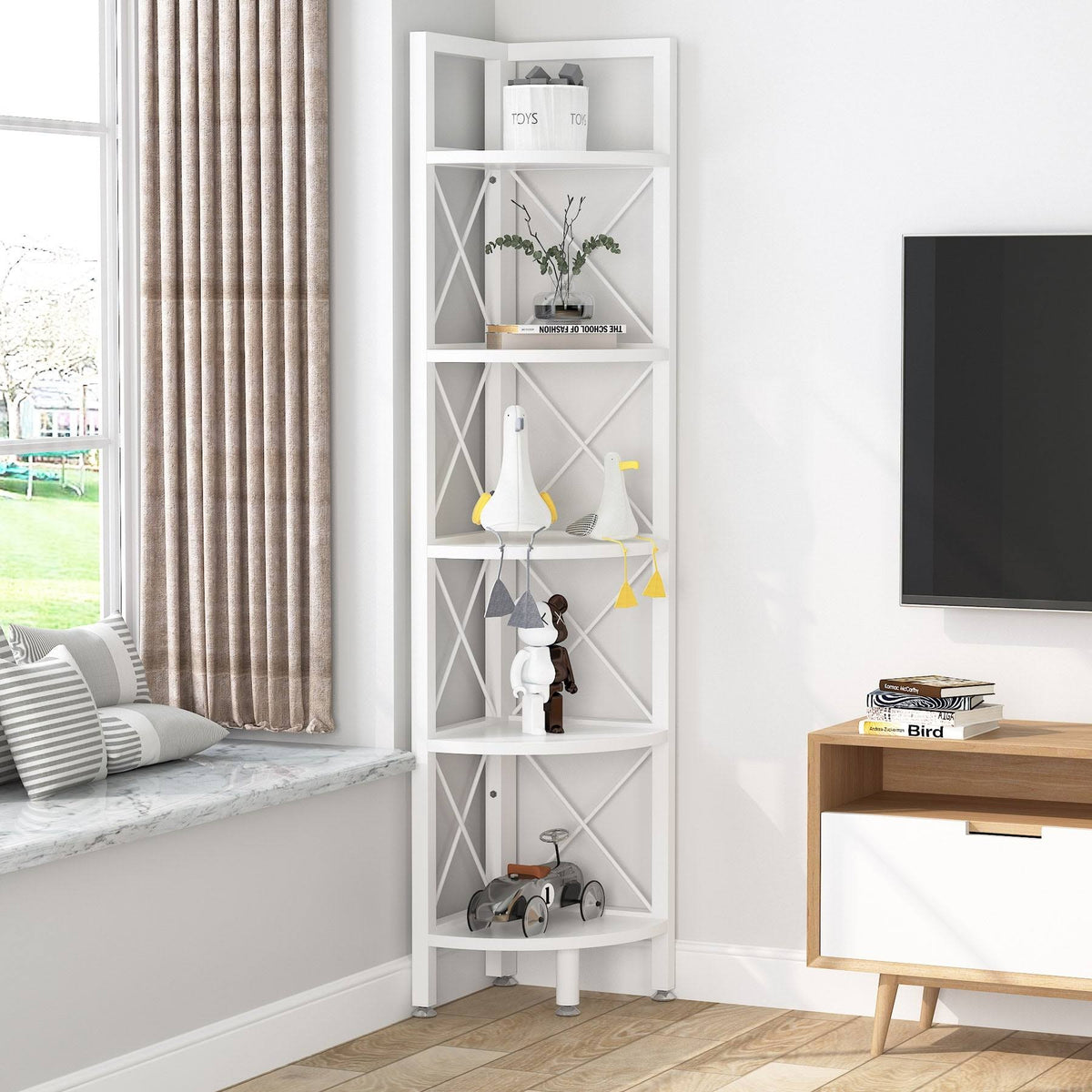 5-Tier Corner Bookshelf Black W763