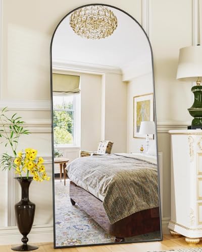 Arched Full Length Mirror 76"x34" Black Z3289