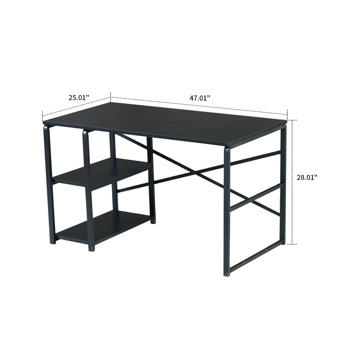 Black Computer Desk with 2 Shelves N6900