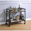 Rustic Oak & Charcoal Wood Serving Cart X239