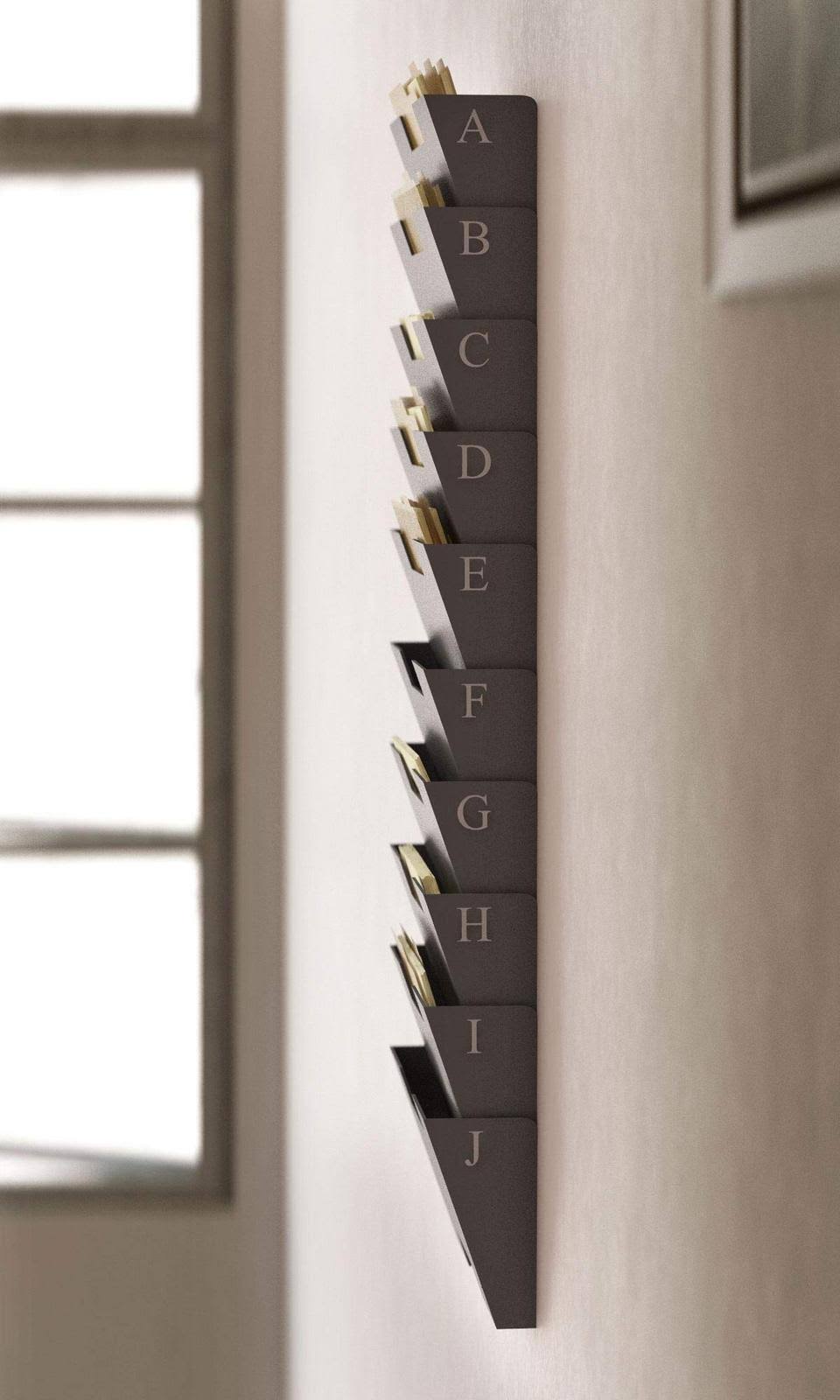 Gray Wall Mount Steel Vertical File Organizer 10 Sectional Modular J66417