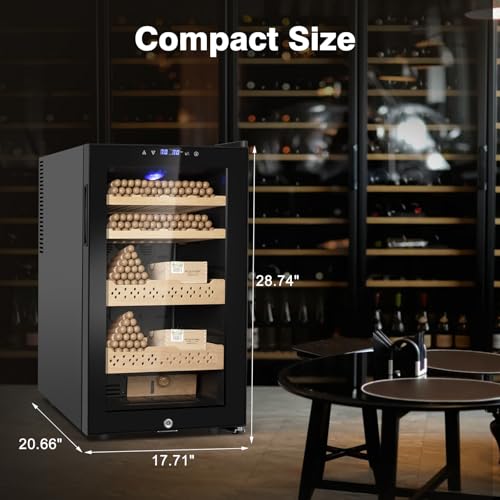 Electric Cooler Cabinet 35L with Temperature and Humidity Control, Spanish Cedar Wood Shelves and Safety Lock U7404