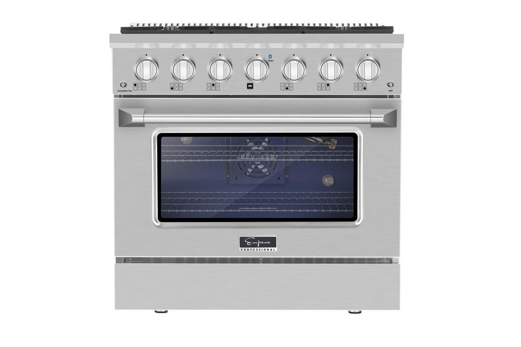 36 in. 5.2 cu. ft. Single Oven Gas Range with 6 Sealed Burners and Continuous Grates in Stainless Steel W843