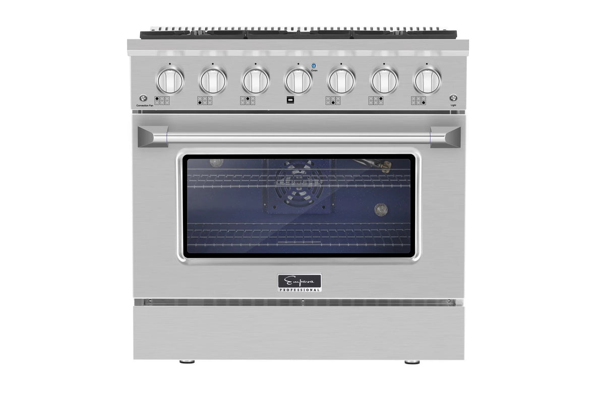 36 in. 5.2 cu. ft. Single Oven Gas Range with 6 Sealed Burners and Continuous Grates in Stainless Steel W843