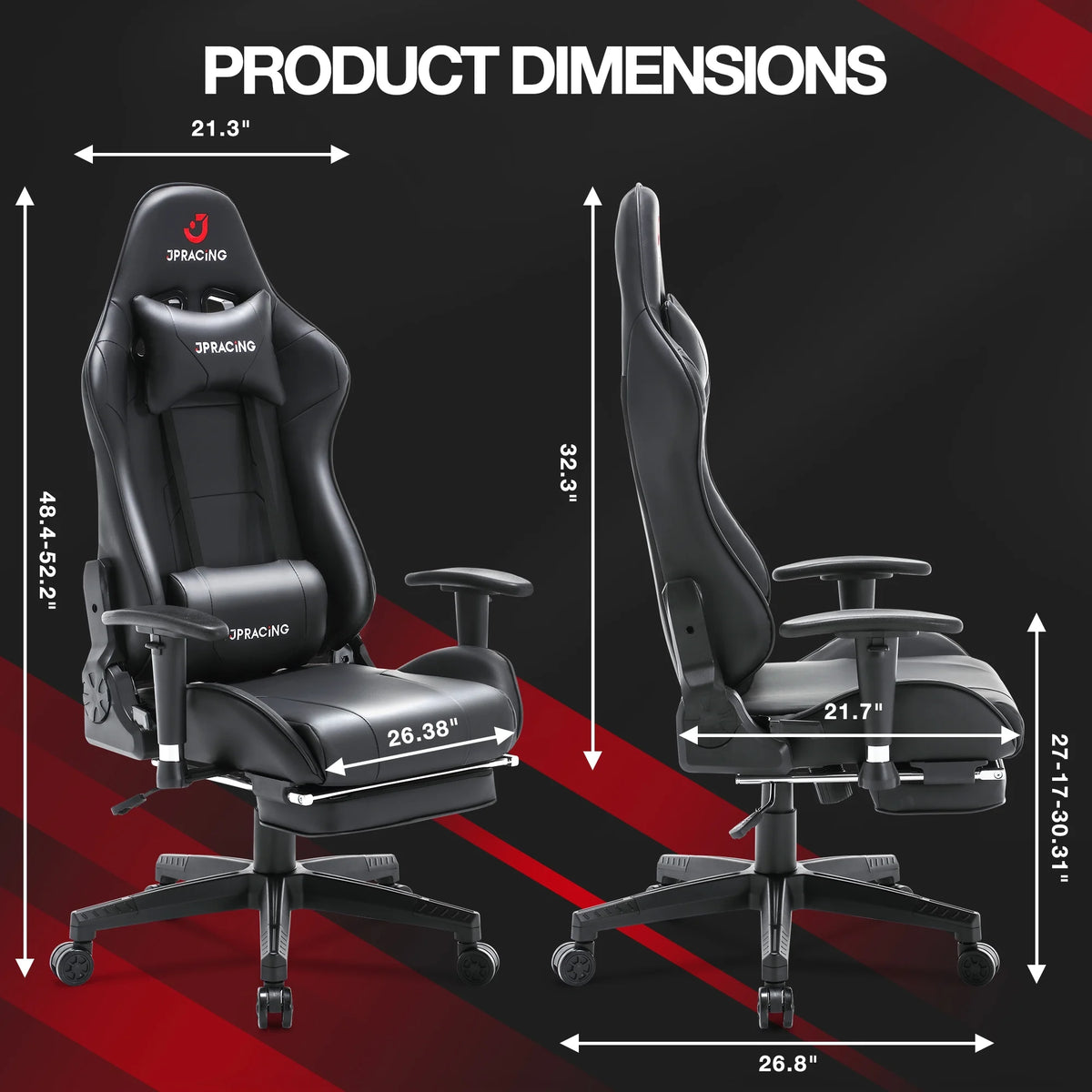 Black PU Leather Gaming Chair with Footrest R173