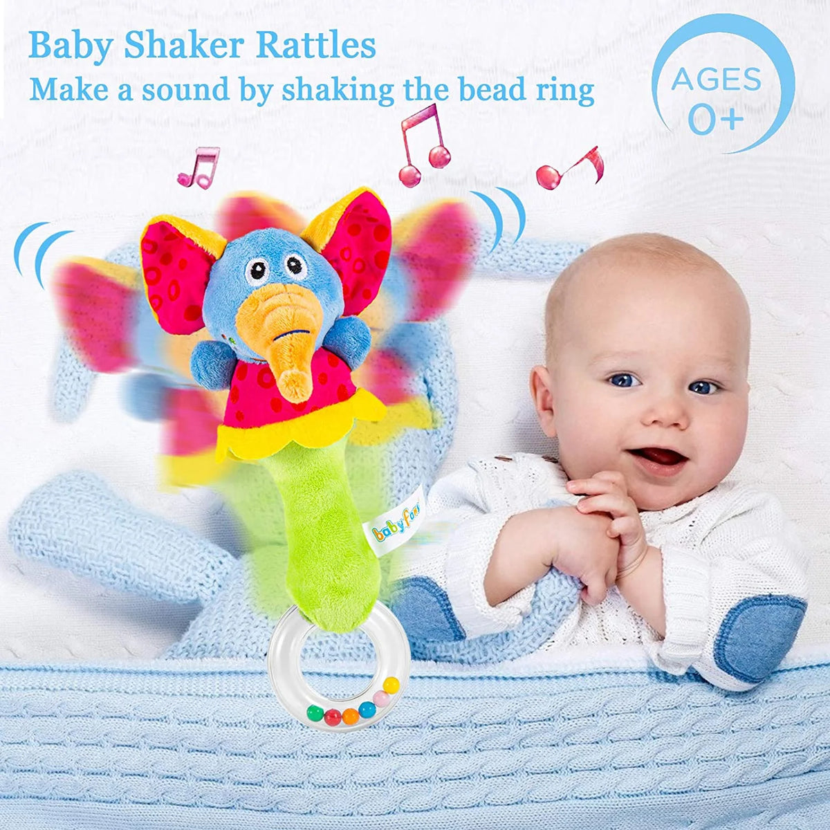 6 Pcs Baby Wrist Rattle & Foot Finder Socks Soft Plush Animal Doll I85260