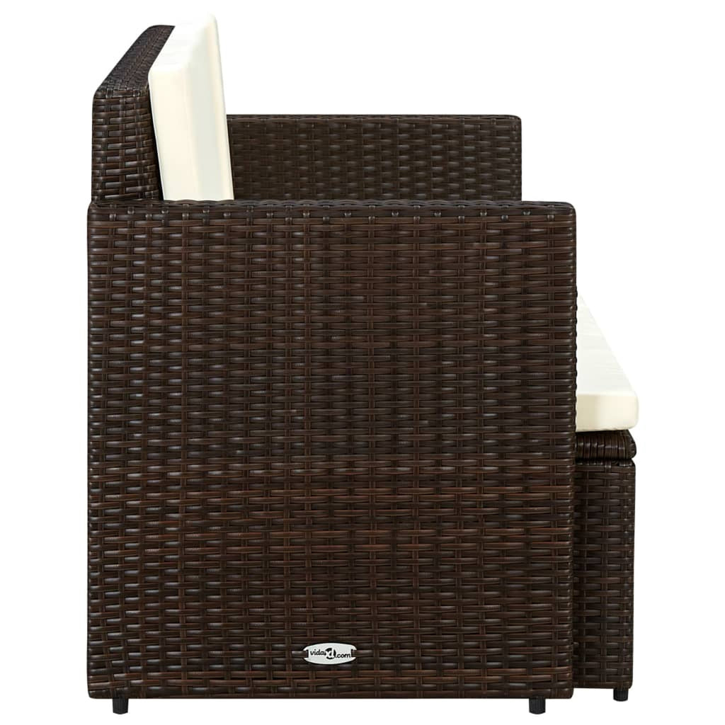 Brown Poly Rattan 2 Seater Outdoor Sofa with Cushion U39823