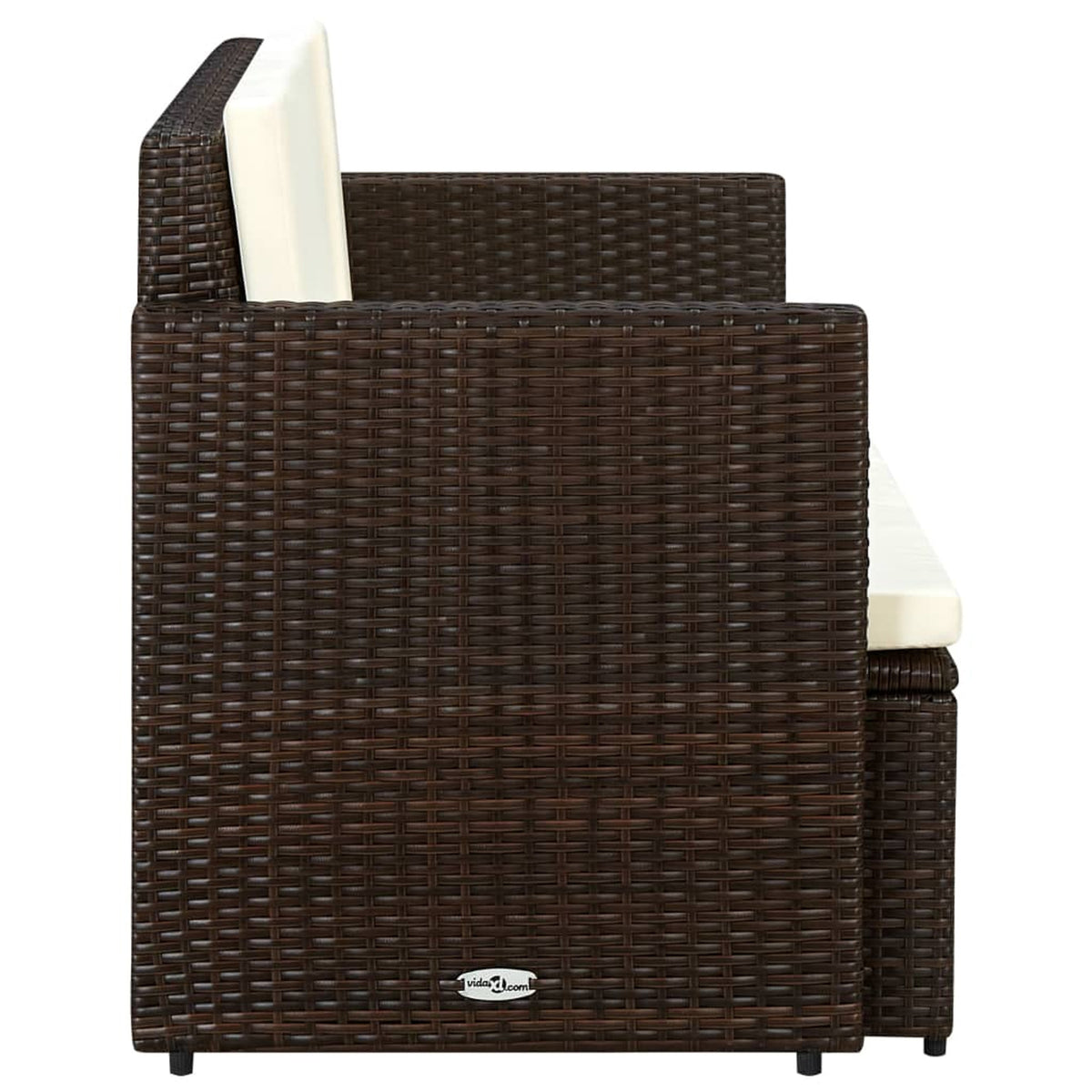 Brown Poly Rattan 2 Seater Outdoor Sofa with Cushion U39823