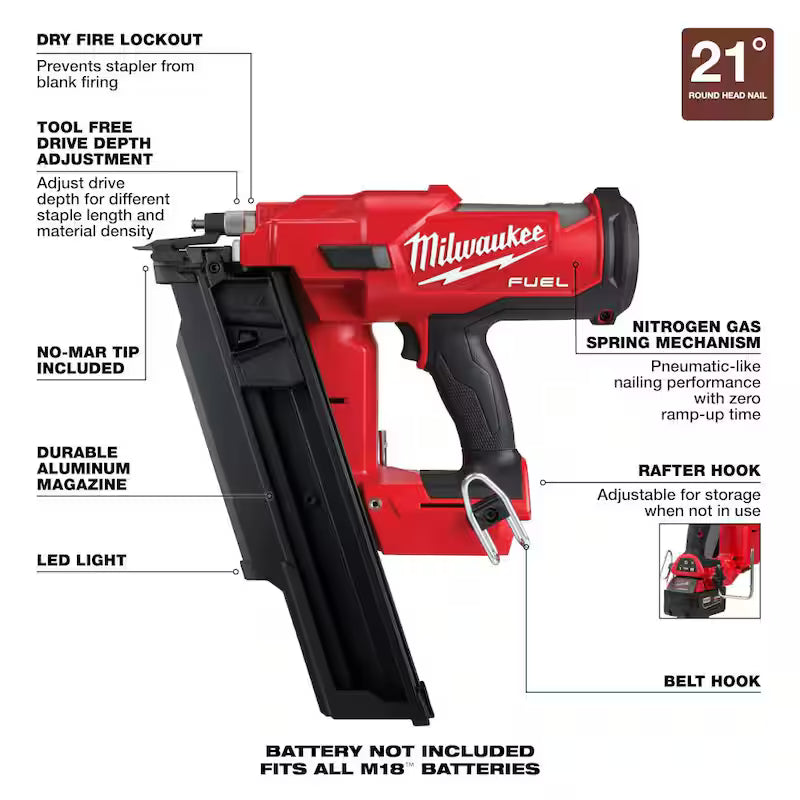 3-1/2 in. 18-Volt Brushless Cordless Framing Nailer with Anti Scratch Glasses R434333