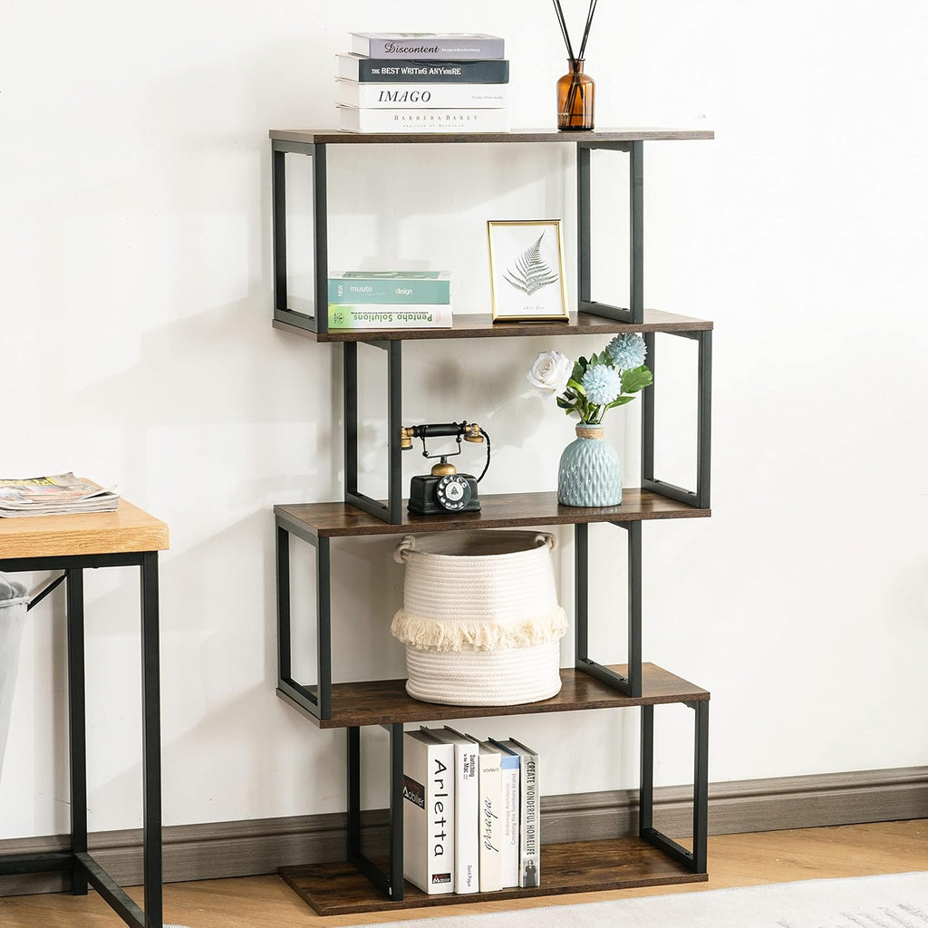 2-Tier S-Shaped Wooden Bookshelf D263
