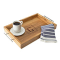 Acacia-wood Tray with Metal Handles H61401